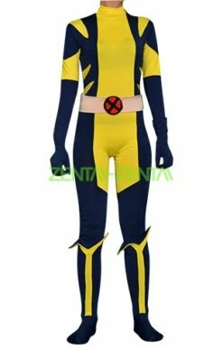 X-men Wolverine Yellow And Navy Spandex Lycra Costume